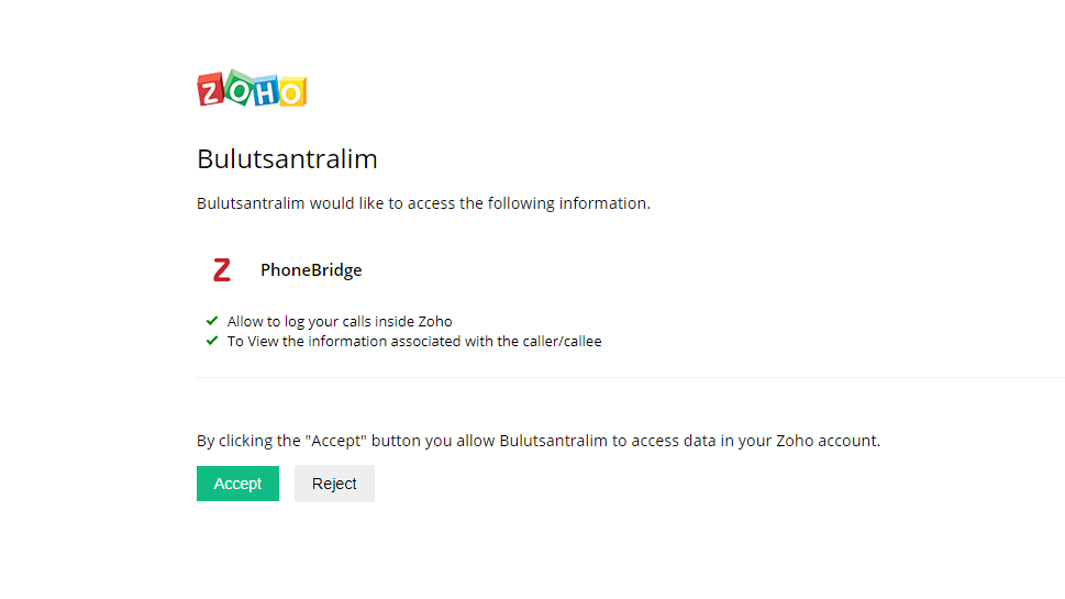 Zoho - Bulutsantralim Entegrasyonu